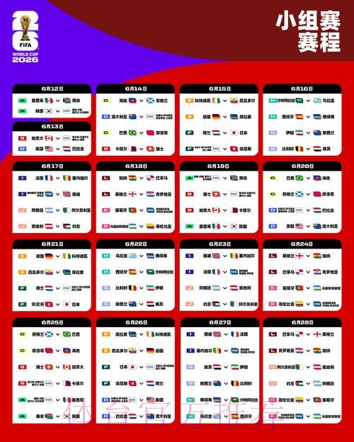 2026世界杯小组赛赛程中国时间比赛时间表直播平台